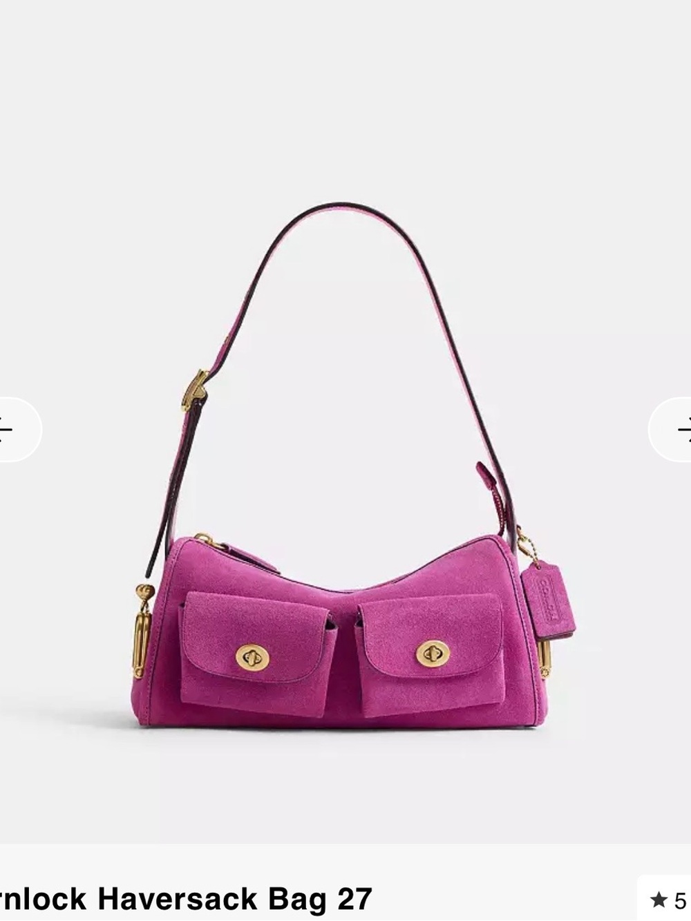 Coach Fuchsia Suede Haversack Shoulder Bag